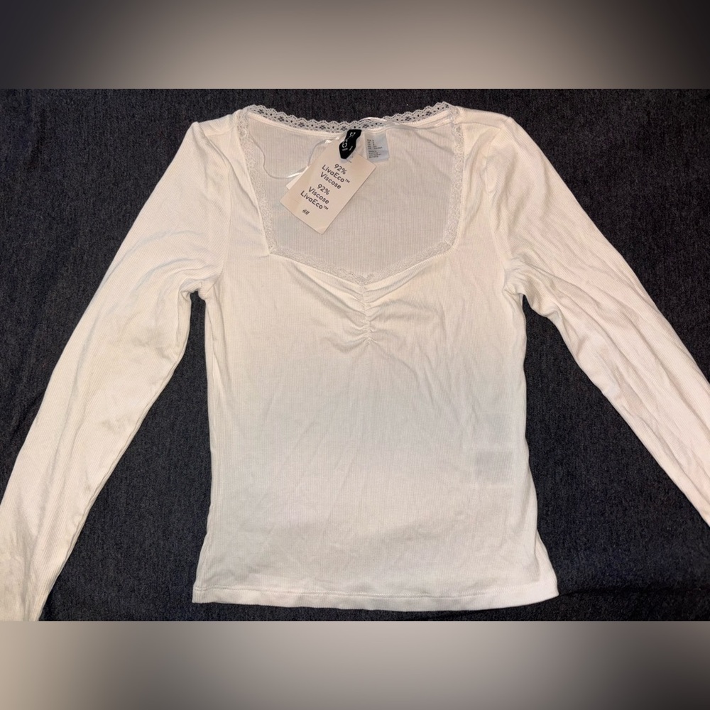 H&M White Long Sleeve Top